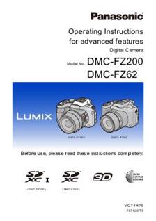 Panasonic Lumix FZ200 manual. Camera Instructions.